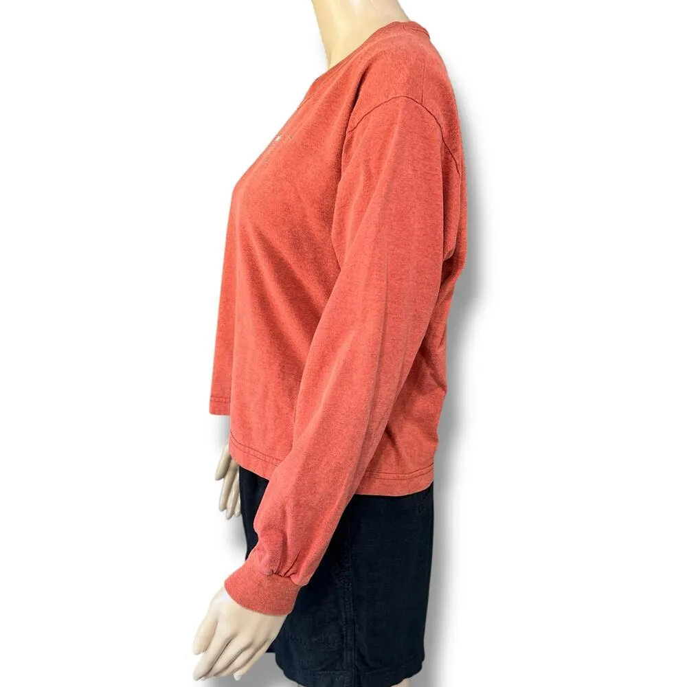 Harley Davidson Womens T Shirt Top Long Sleeve Pullover Crew Neck Orange Medium - Image 5