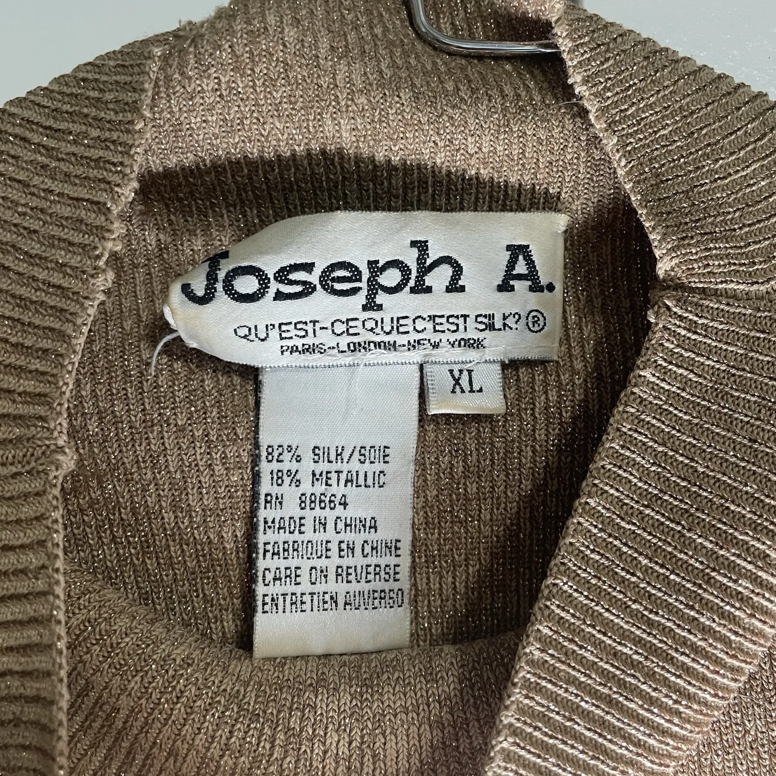 Joseph A Womens Sleeveless Size‎ XL Gold Silk Metallic Knit Party - Image 6