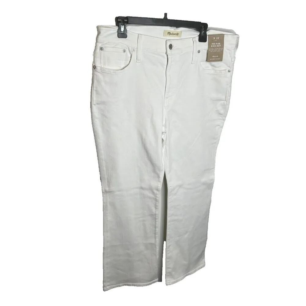 Madewell $128 Kick Out Crop jeans in Pure White Size 32 NI961 - Image 4
