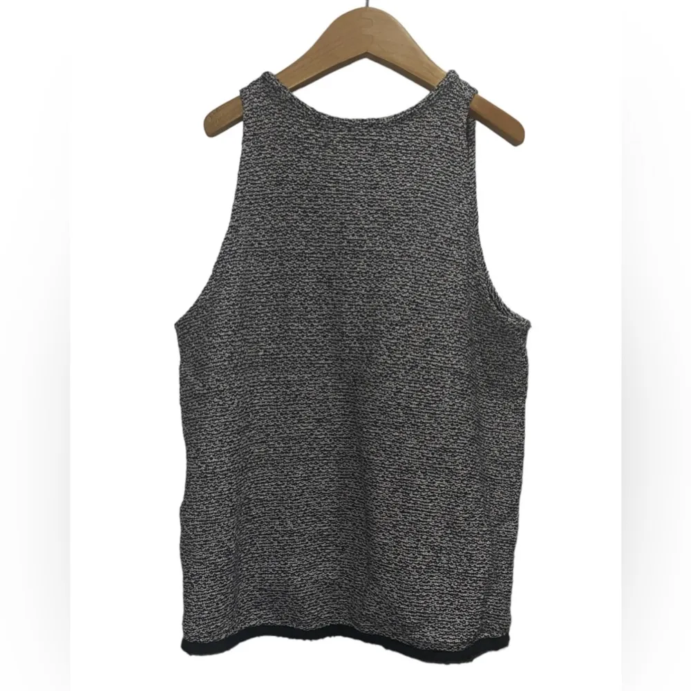 MADEWELL Black & White Tweed High-Low Swingy Fringe Tank Sweater Sz XS - Image 5