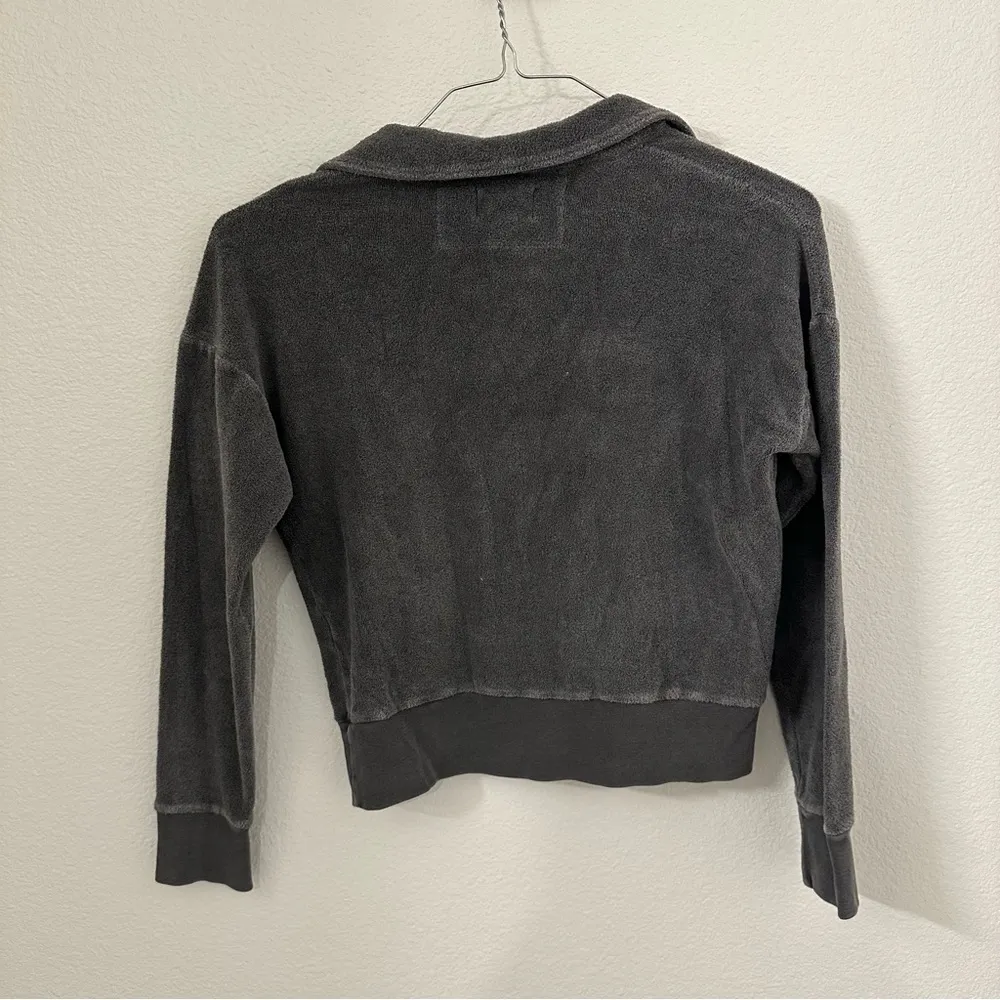 Honorine Hunter Polo Sweatshirt women’s size XS cropped grey Sherpa fleece top Gray - Image 3