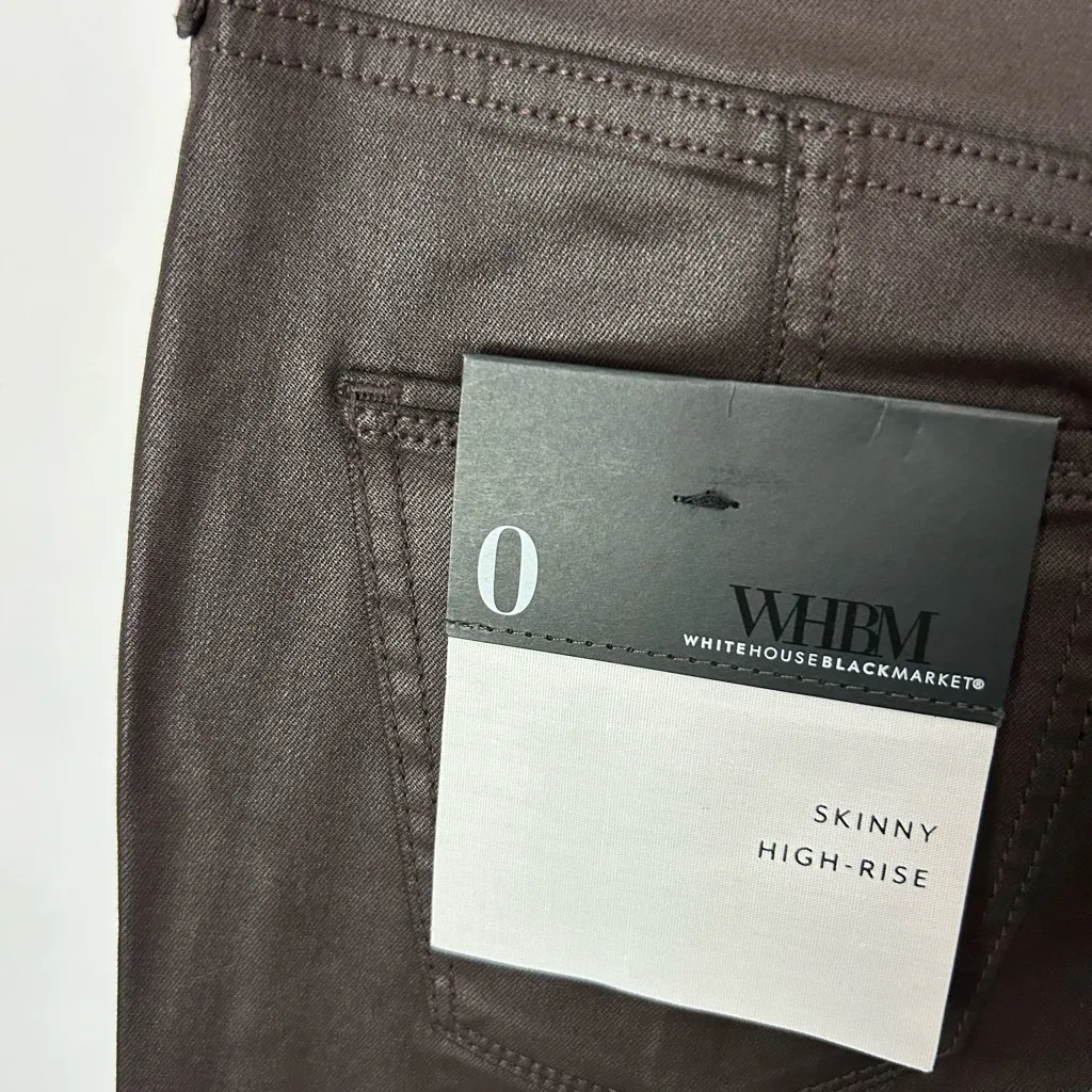 White House Black Market High rise Skinny Modal Faux Leather Pants 0 NWT - Image 6