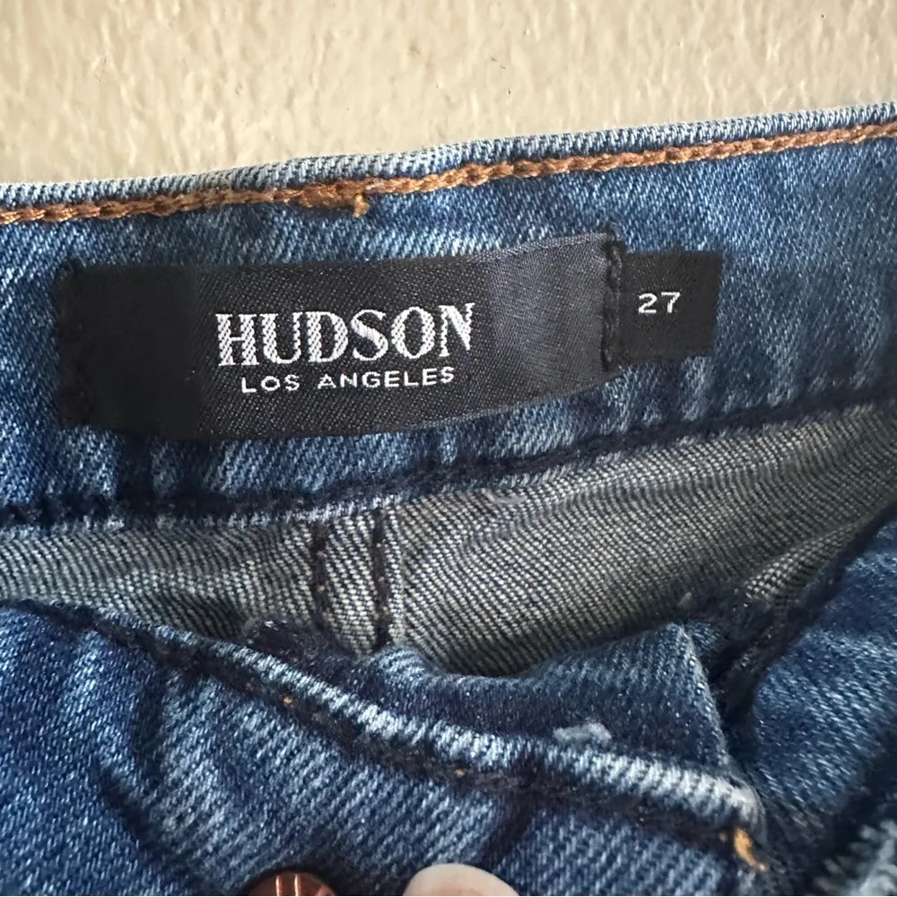 HUDSON LULU RAW HEM MINI JEAN SKIRT IN VROOM BLUE WASH 27 FRAYED - Image 5