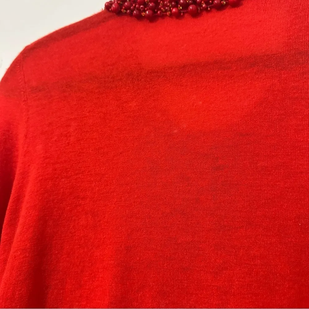 Kate Spade Wool Cashmere Embellished Button Front Cardigan Womens Medium Red - Image 9