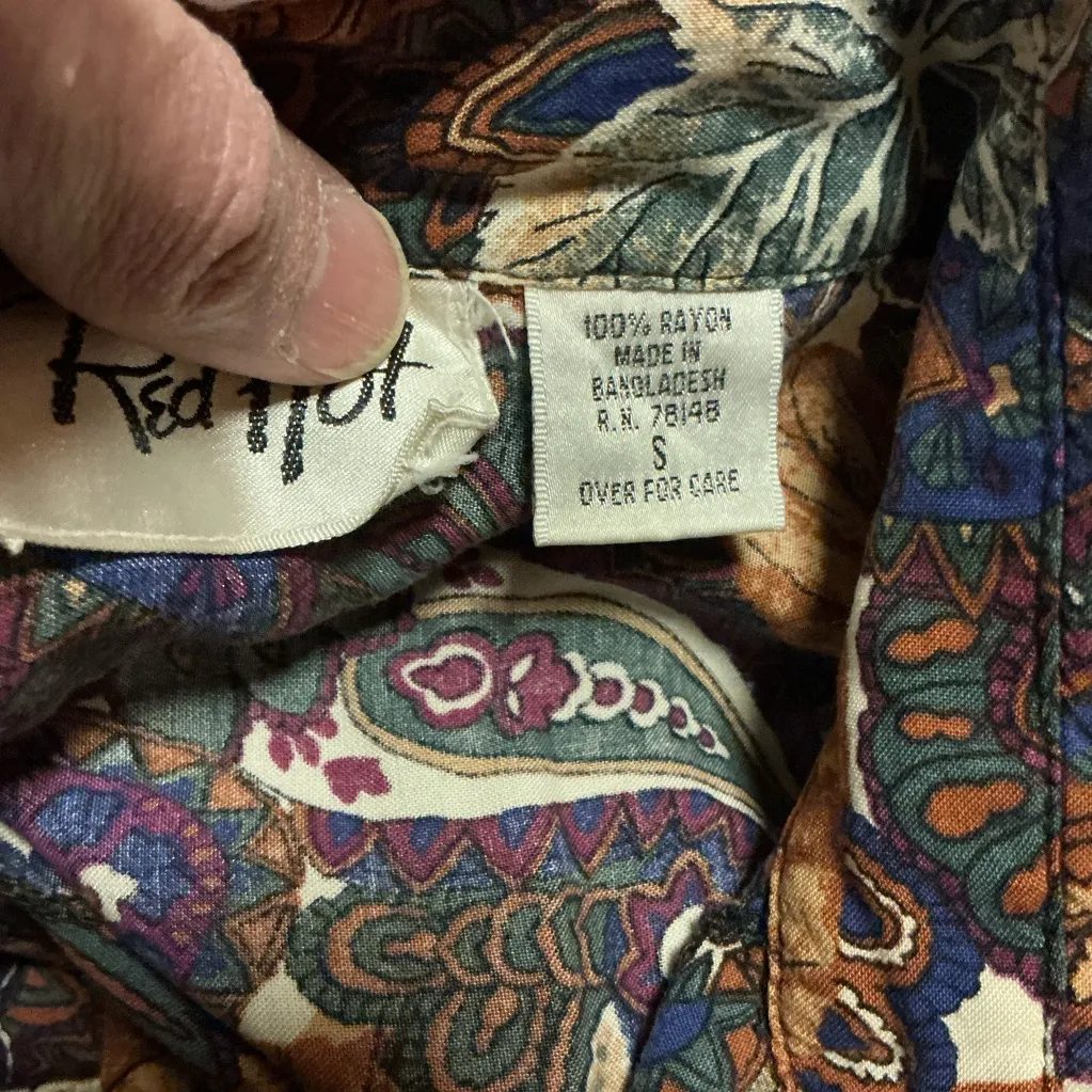 Vtg 80s Autumn Leaves Oversized Button Down Shirt - Image 2