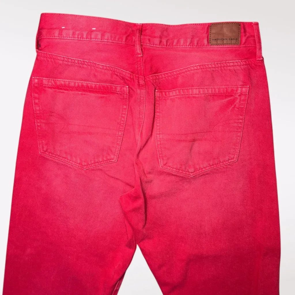 American Eagle Hi Rise Girlfriend Jeans Light Red Washed Denim X Short Size 6 - Image 7