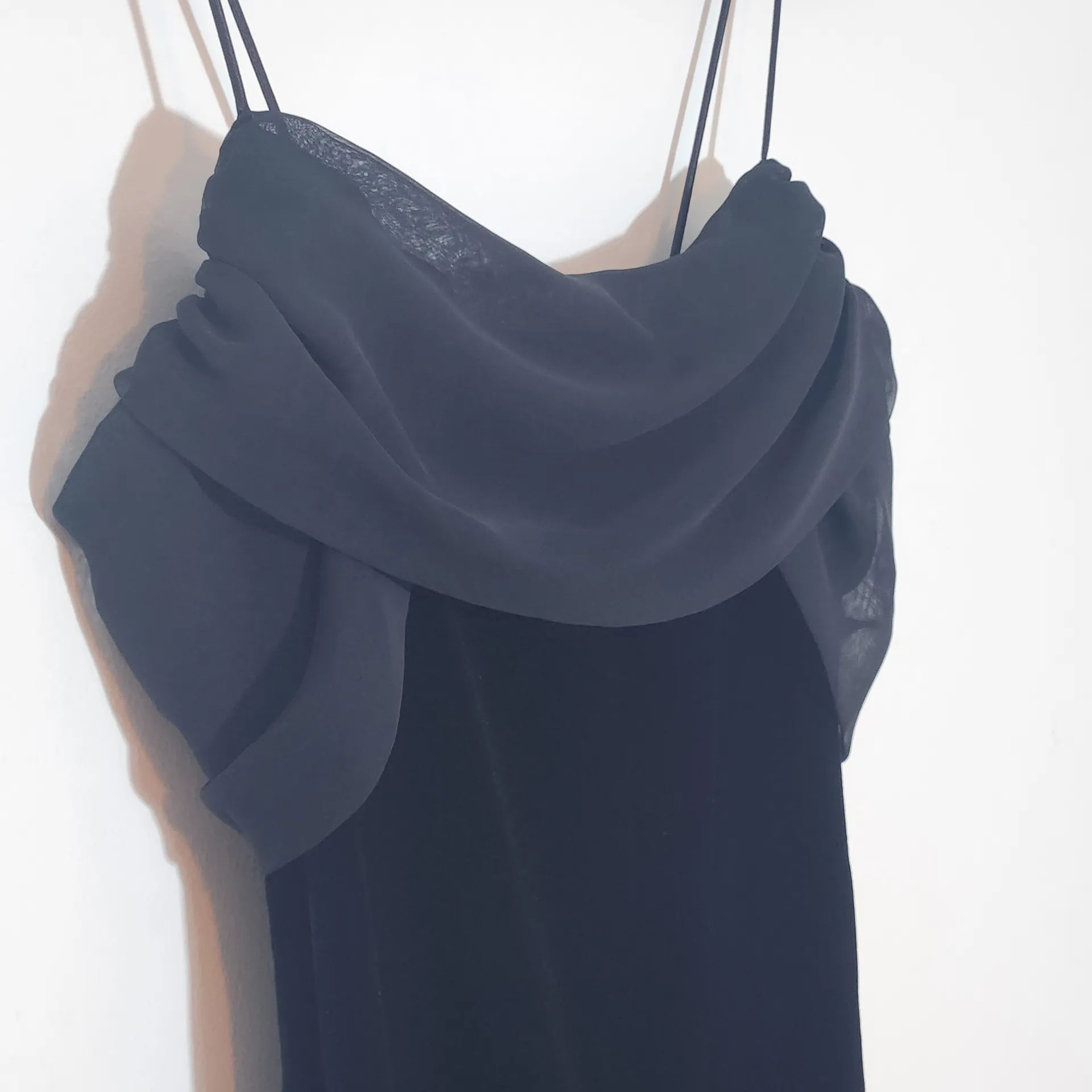 Betsy & Adam Black Velvet Bodycon Mini Formal Dress with Chiffon Size 14 P NWT - Image 3