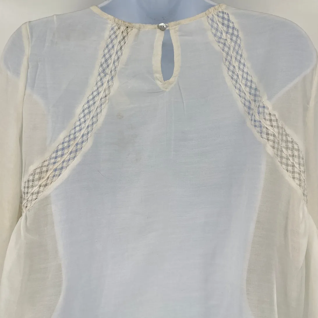 Versona Boho Top Sz Large Embroidered Festival Sheer Lace Cottage Hippie Lace - Image 7