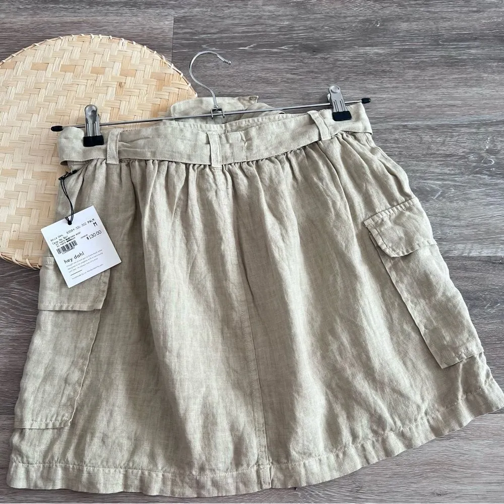 Nwt Bella Dahl‎ 100% linen Cargo mini skirt in palm green size M womens - Image 9