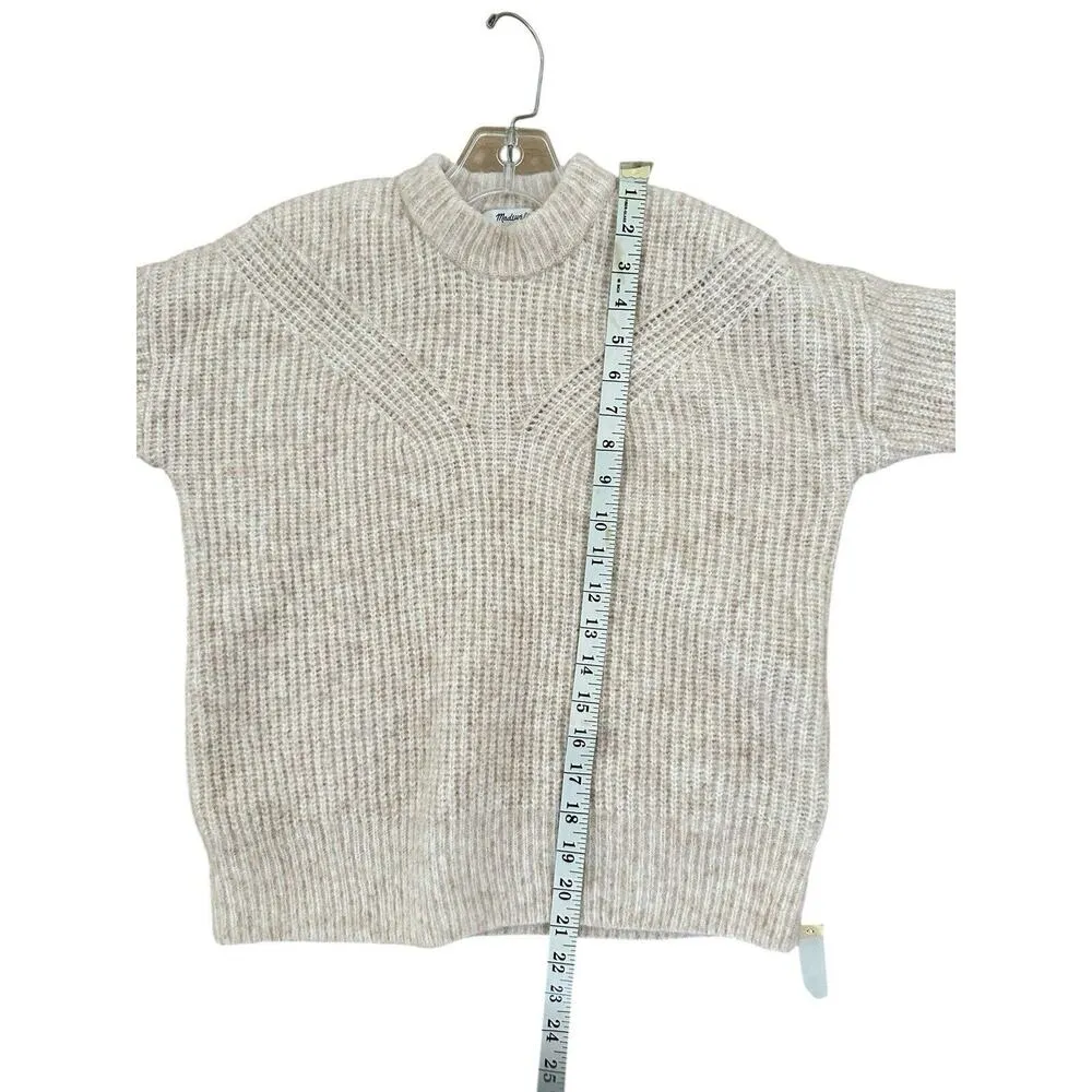 Madewell Women's Belfiore Ribbed Pullover Sweater Heather Chalk Size XS - Image 4