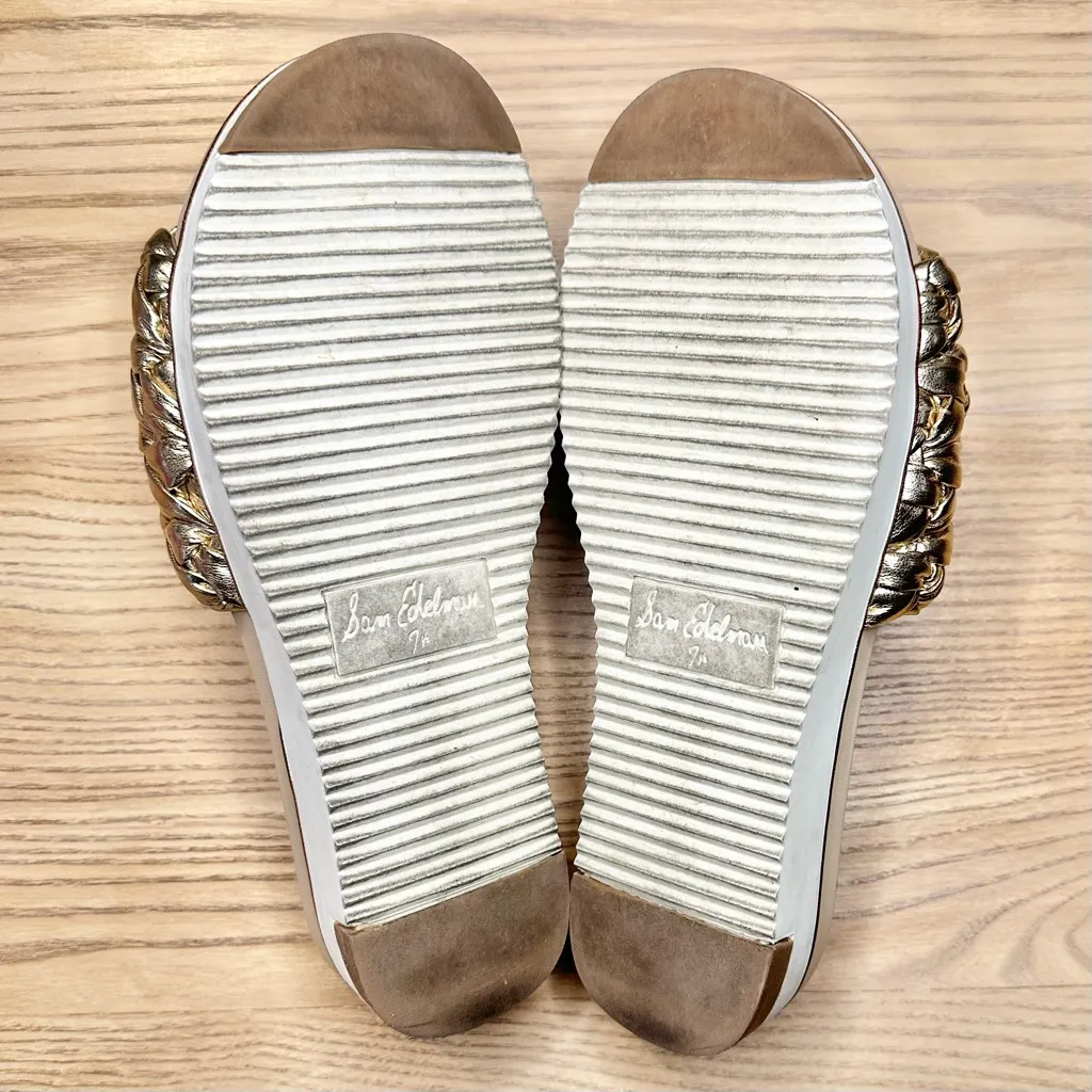 Sam Edelman Ainslie Braided Slide Sandal Gold Leaf Metallic - Image 6