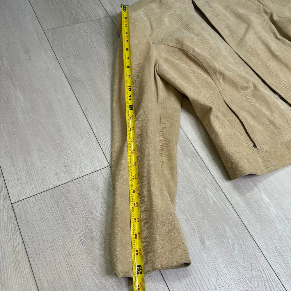 Valerie‎ Steven's women's vintage tan leather mock neck moto jacket size xl - Image 7