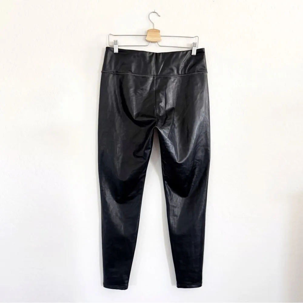 Athleta All Over Gleam Faux Leather High Rise Black Leggings Size L - Image 5