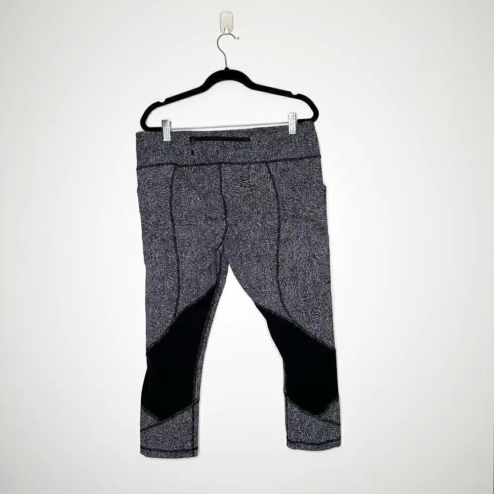 Lululemon Pace Rival Crop Leggings Women's Black White Size 12 - Image 4