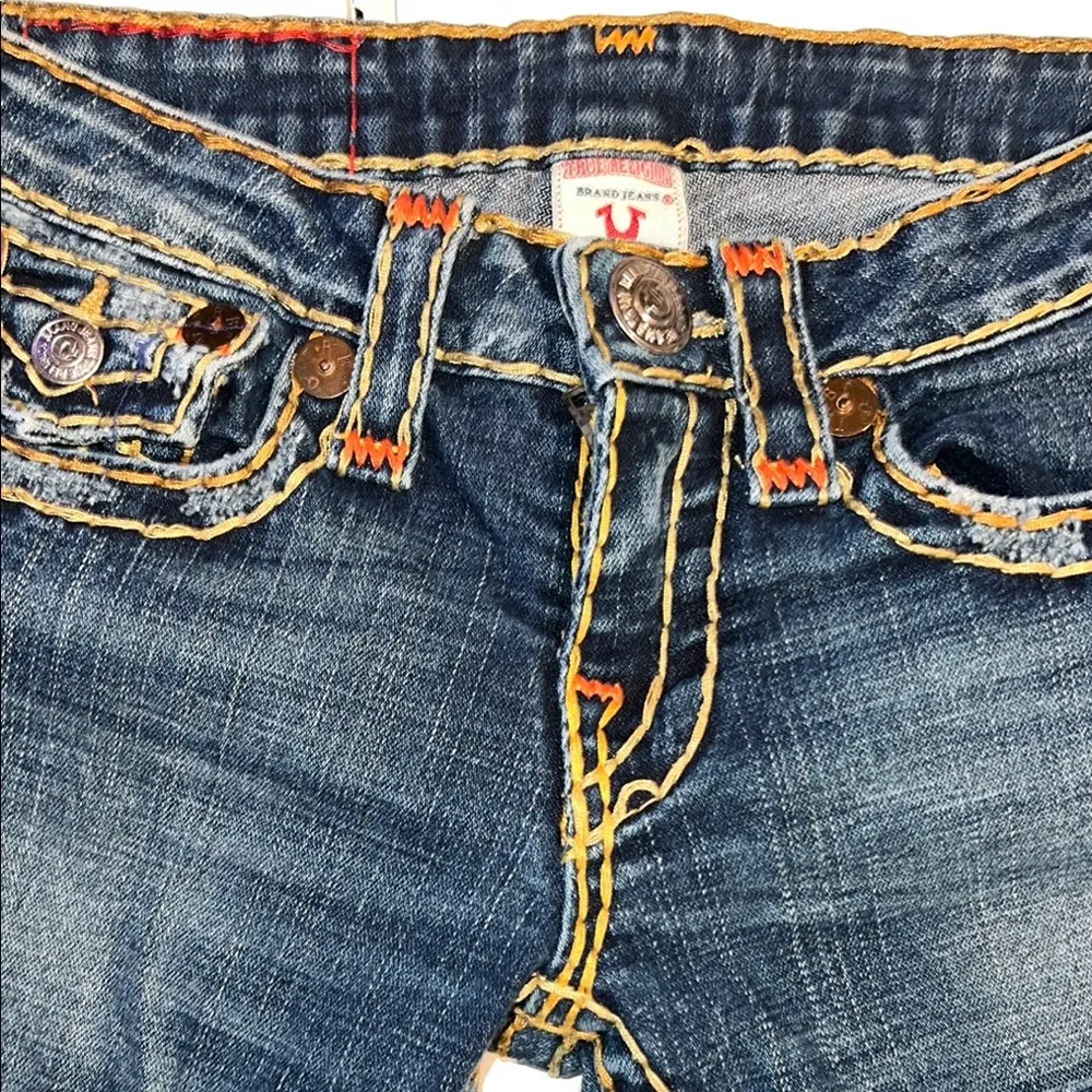 True Religion Blue Boot Cut Jeans Classic Style thick stitch size 27 - Image 8