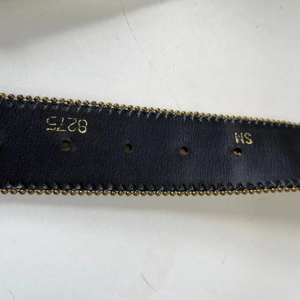 Glittery Gold Womens Belt Size Small Jewel Medallions L Gold Buckle 1.75" Retro - Image 10