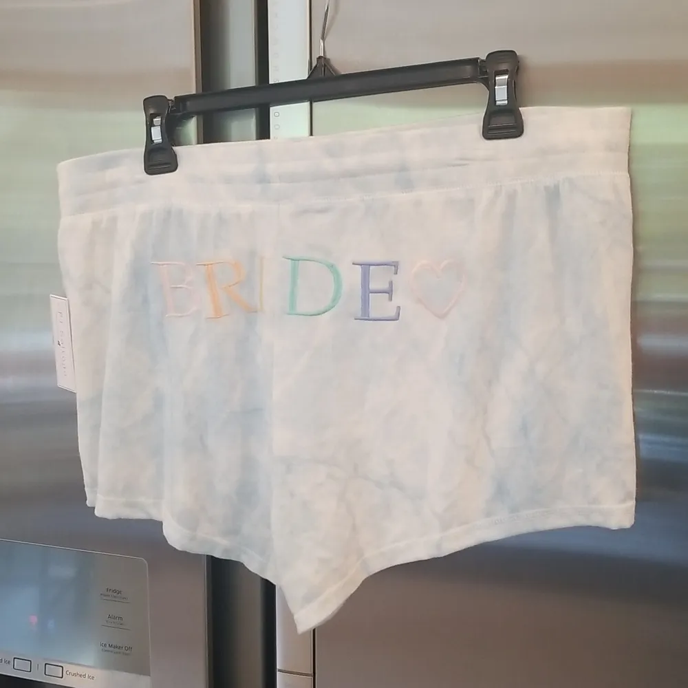 💕PJ SALVAGE💕 Bride Embroidered Pajama Shorts ~ Powder Blue XL NWT - Image 6