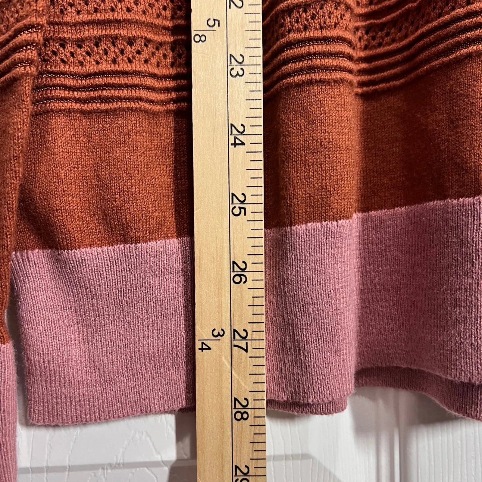 Market & Spruce Striped Crewneck Sweater Womens XL Brown Pink Orange Pullover - Image 5