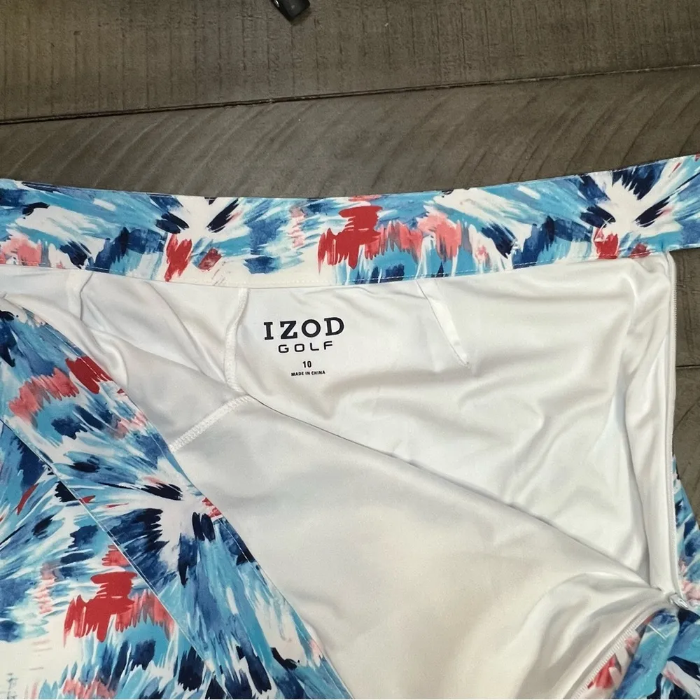 Izod Golf Skort EUC Women SZ 10 Blue Red White Abstract Geo Sporty Stretch Skort - Image 3