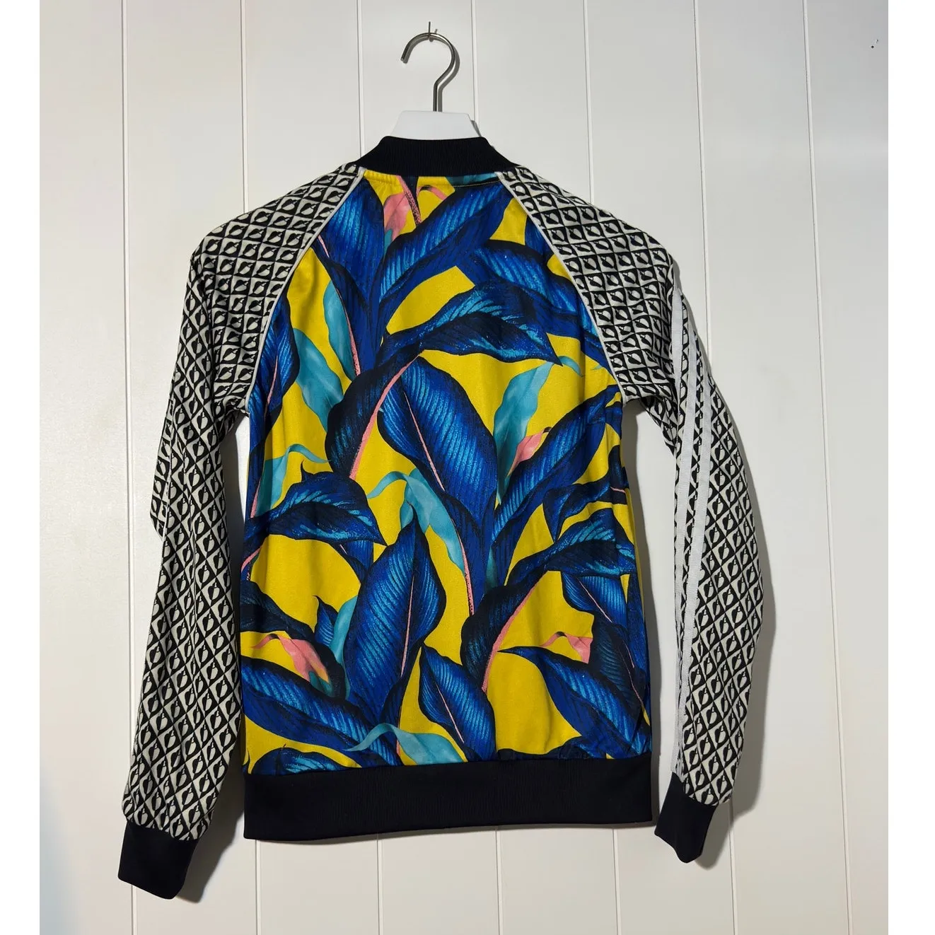 Adidas x Farm Rio XS Brazil Leaf Floral Track Jacket Blue Yellow Full Zip - Image 5