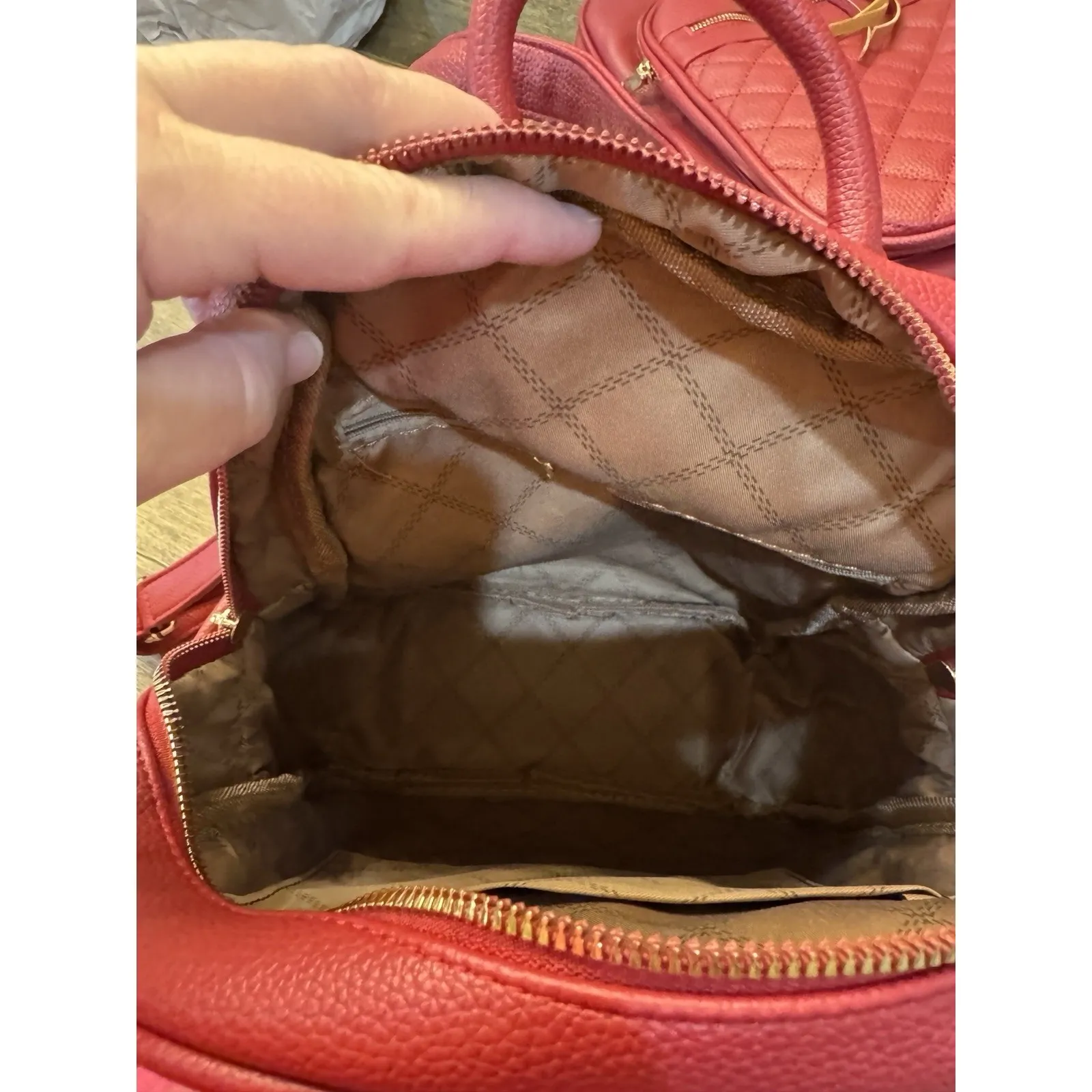 Red Quilted Mommy And Me Backpack Nesting 3 Pieces Vegan Leather PETA Approved - Image 12