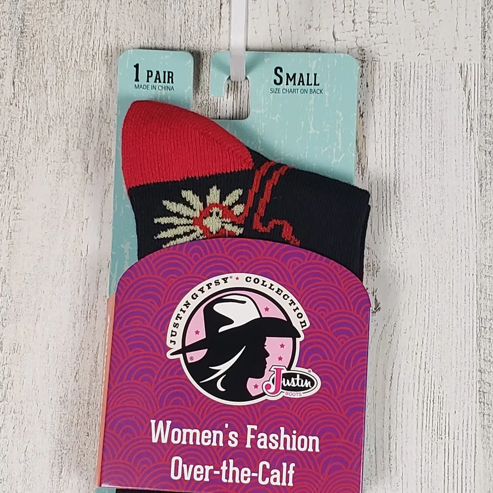 NWT Justin Boots Fashion Cushioned Sole Over The Calf Socks Women's Size Small - Image 3