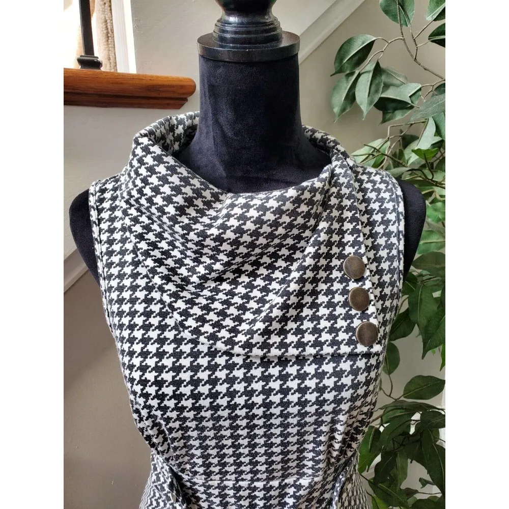 Vintage Lovely Day White & Black Cotton Sleeveless Knee Length Dress X-Small - Image 2
