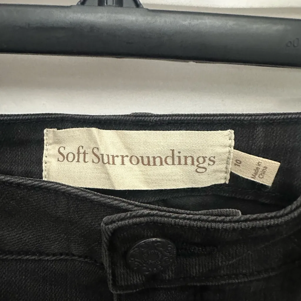 Soft Surroundings Ultimate Denim Fly Front Wide Leg Jeans Size 10 Black NWT - Image 7