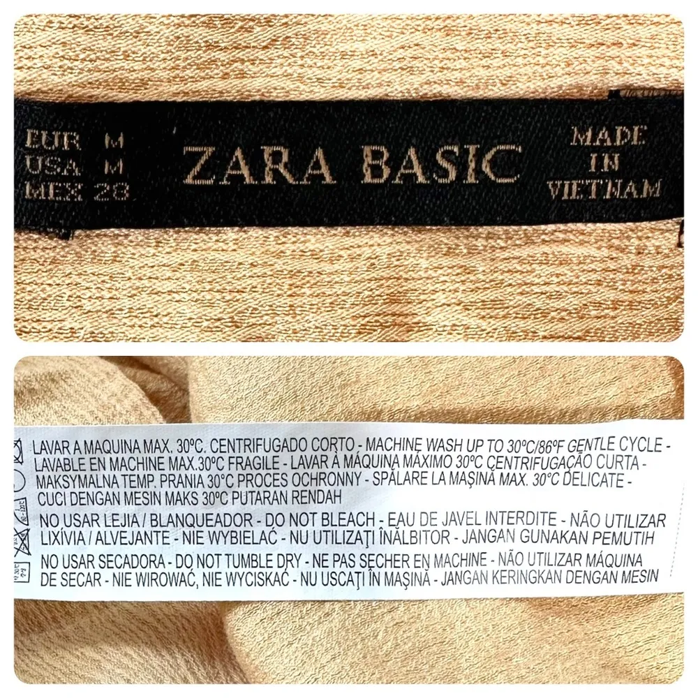 Boho Chic Square Neck Dress with Crochet Detailing and Dropped Waist Gold Size M - Image 5