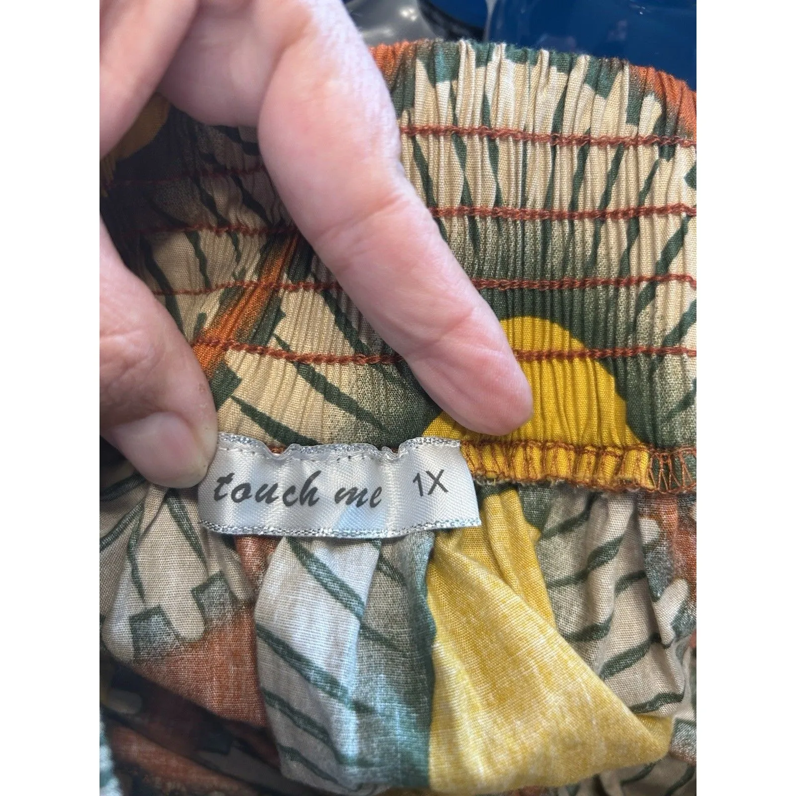 Touch Me African Ethnic Inspired Boho Print Smocked Maxi Skirt Size 1X Belted - Image 3