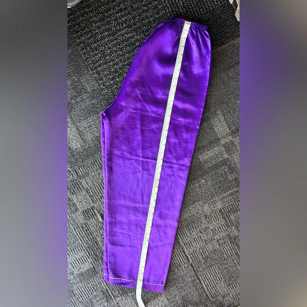Vibrant Purple Satin Pajama Set 💜 Y2K Glam Sleepwear (M) Size M - Image 12