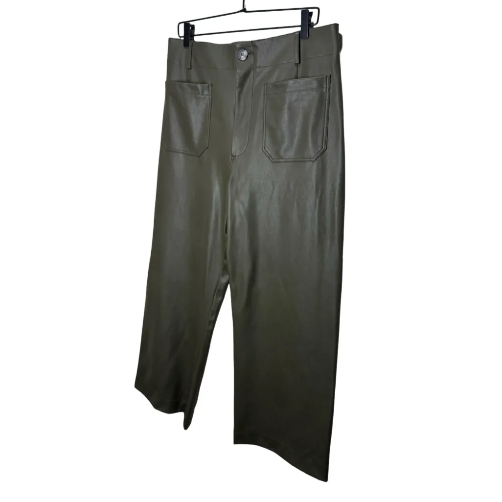 Anthropologie Maeve The Colette Cropped Wide-Leg Faux-Leather Edition Pants 32 - Image 3