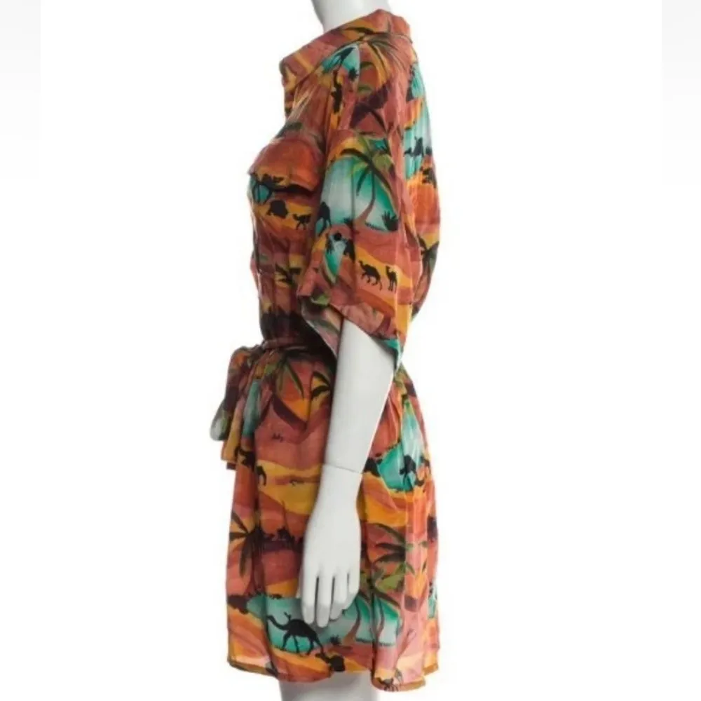 Chufy OASIS SAFARI Orange and Black Tropical Shirt Dress size L Size L - Image 4