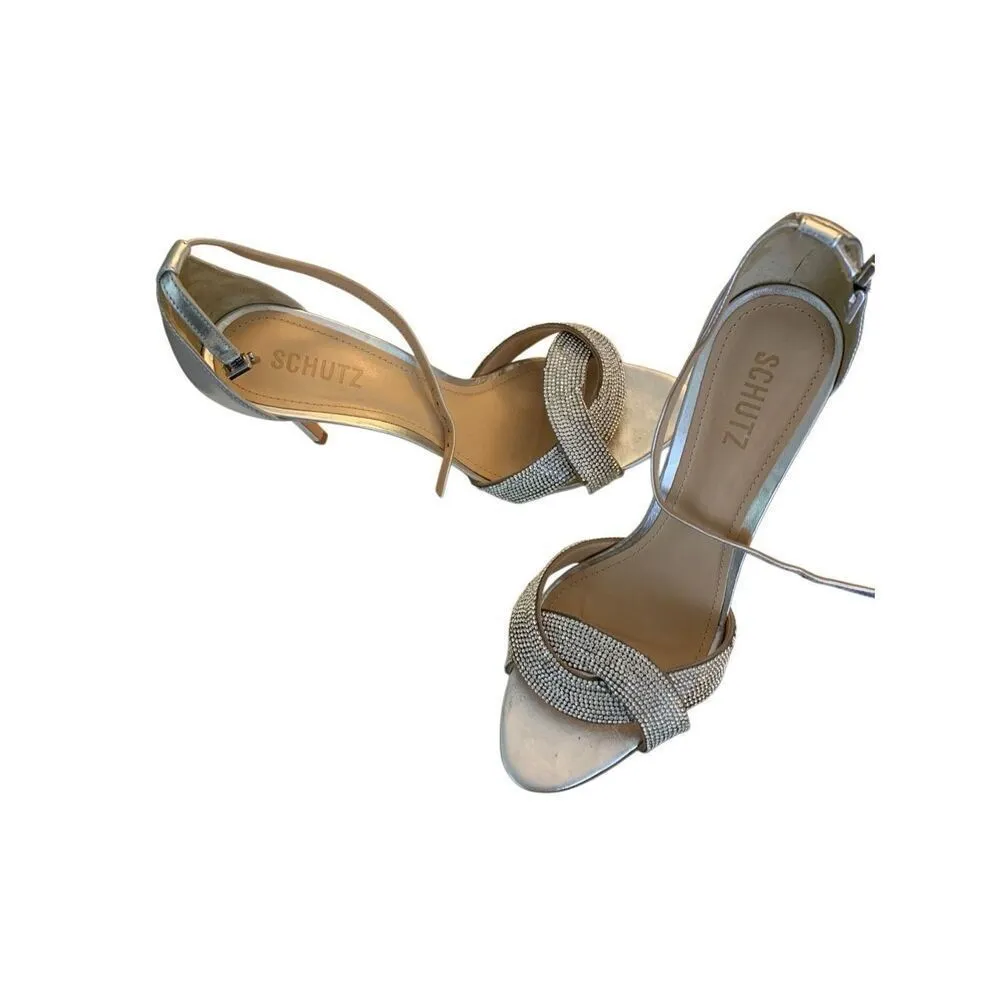 SCHUTZ Jolita metallic sparkly wedding prom heels women's size 9.5 - Image 2