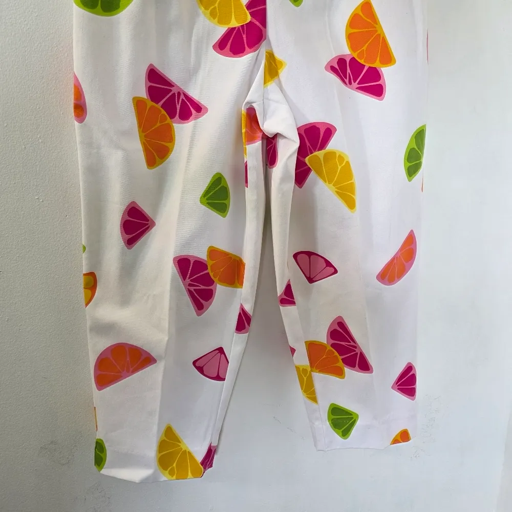 Briggs Capri Pants White with Fruit Slice Design - Image 3