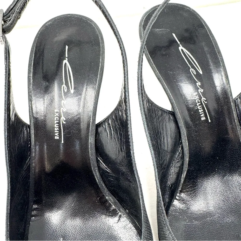 LERRE black fabric buckle sling back heels, made in Italy, Size 39 - Image 9