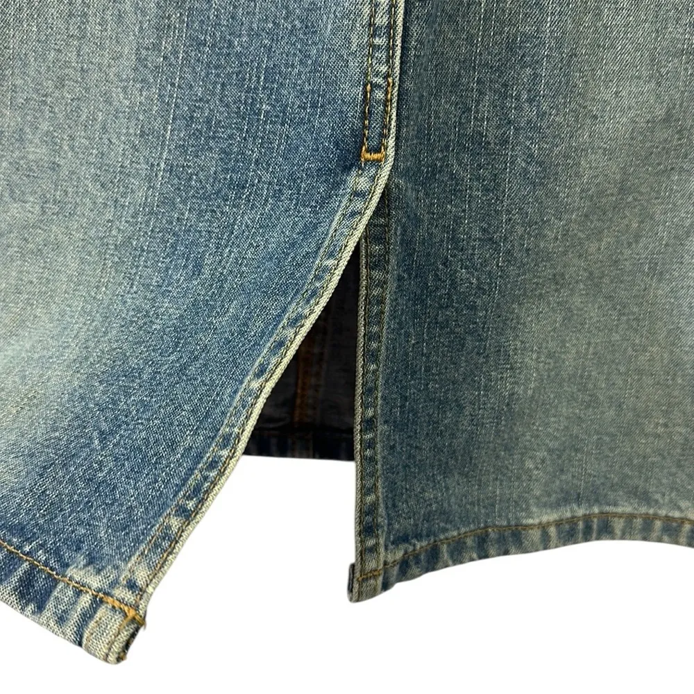 Vintage Cotton Lei Hidden Button Fly Denim Back Slit Blue Jean Skirt Juniors 11 Size undefined - Image 6