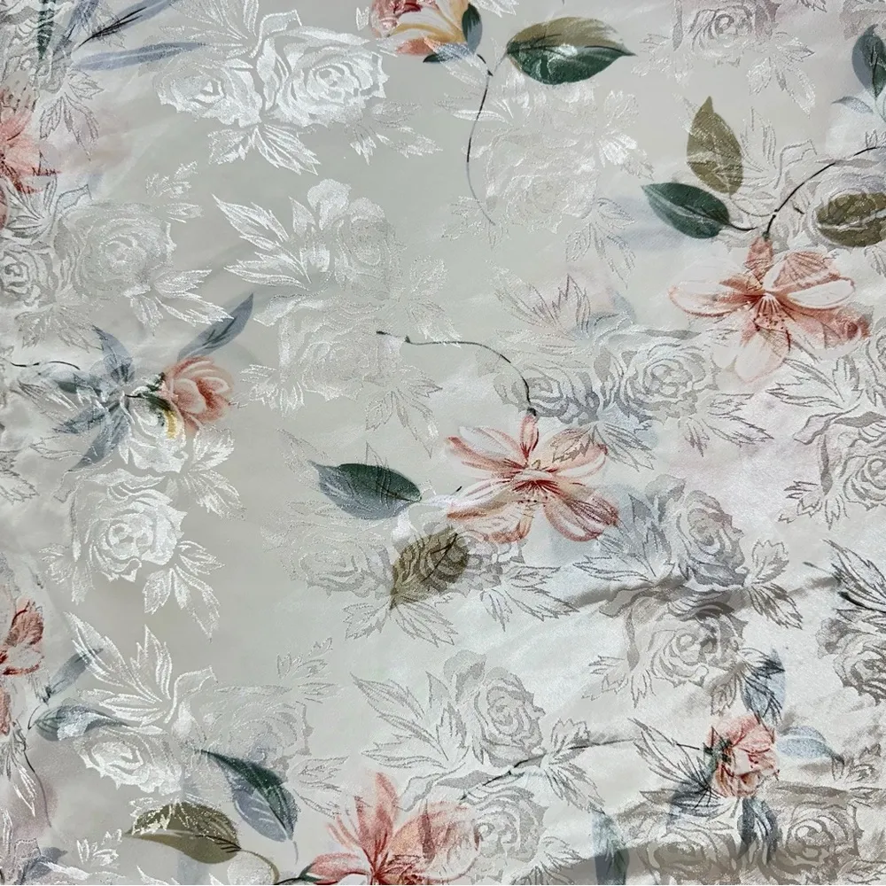 Vintage 90s California Dynasty White Silky Floral Nightgown Robe Pjs Set Medium - Image 9