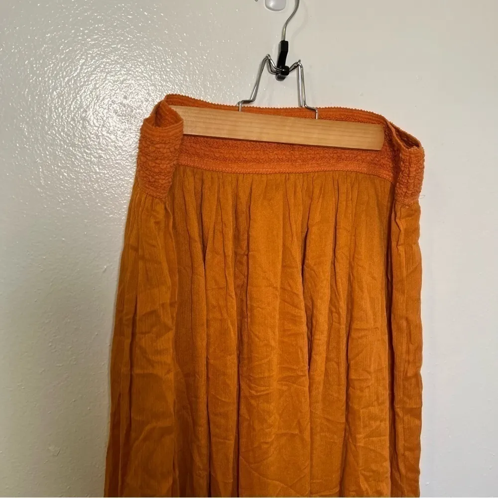 Gypsie Blu Orange Solid Rayon Gauze Pattern Skirt Size L - Image 6
