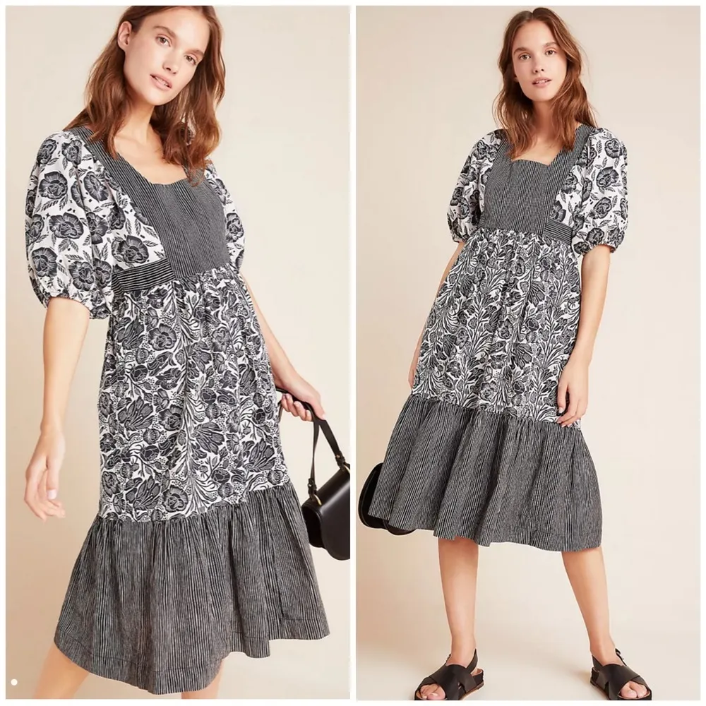 NWOT Anthro Blooming Print Adrienne Flounced Midi - Image 2