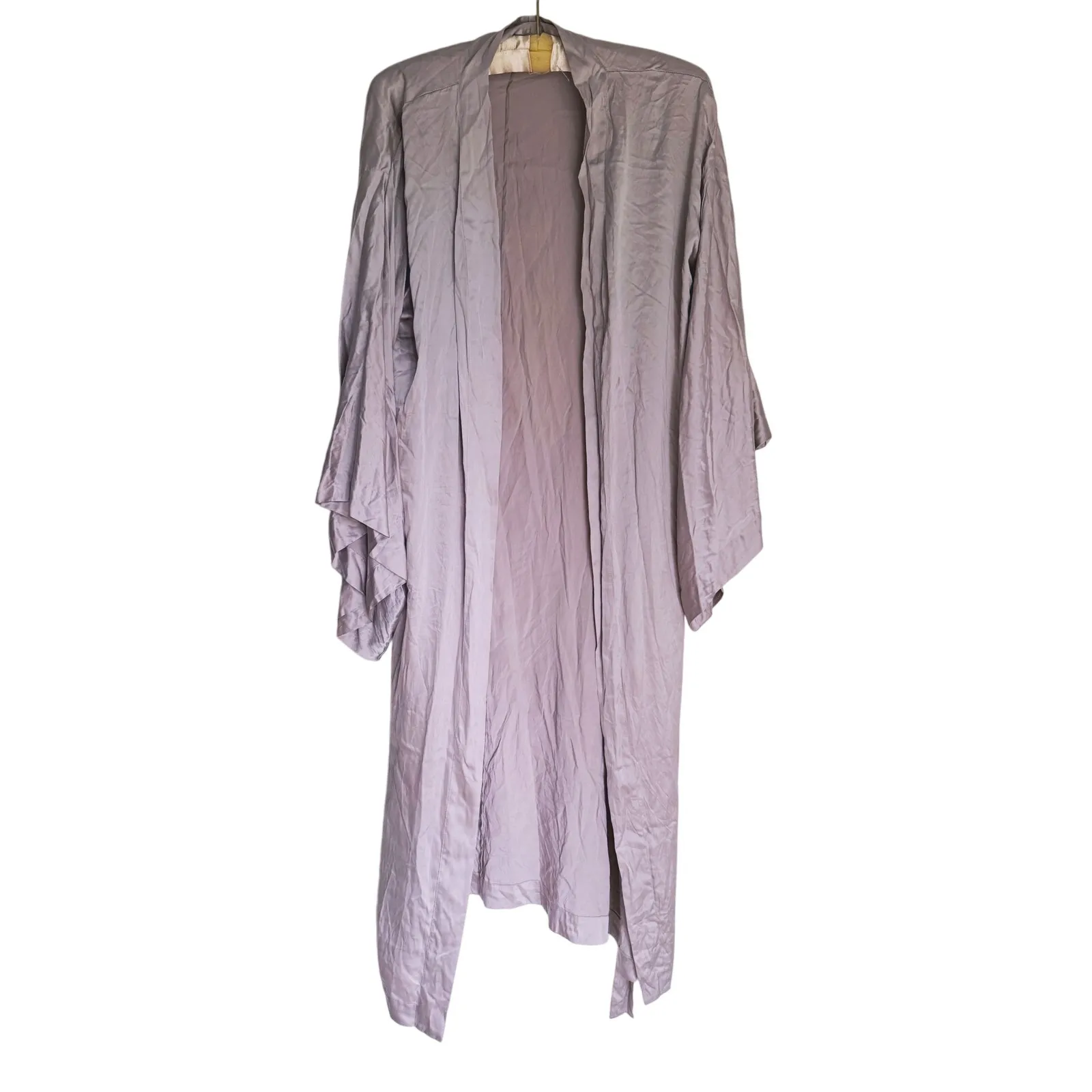 NWT Zara Quiet Luxury Silk Kimono Robe Dressing Gown Small Taupe Elegant Minimal - Image 3