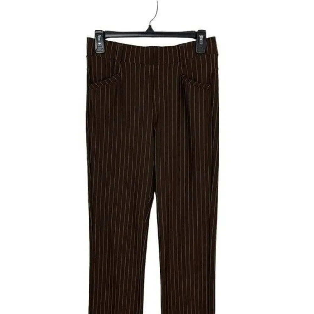 W Collection Brown Wide Leg Pants Medium Stretch Workwear Office Classic - Image 2