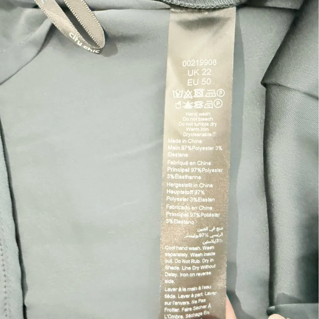 NWT City Chic Rylie Wide Leg Pant‎ In Steel Blue Size XL/22 Lined Satin Feel - Image 5