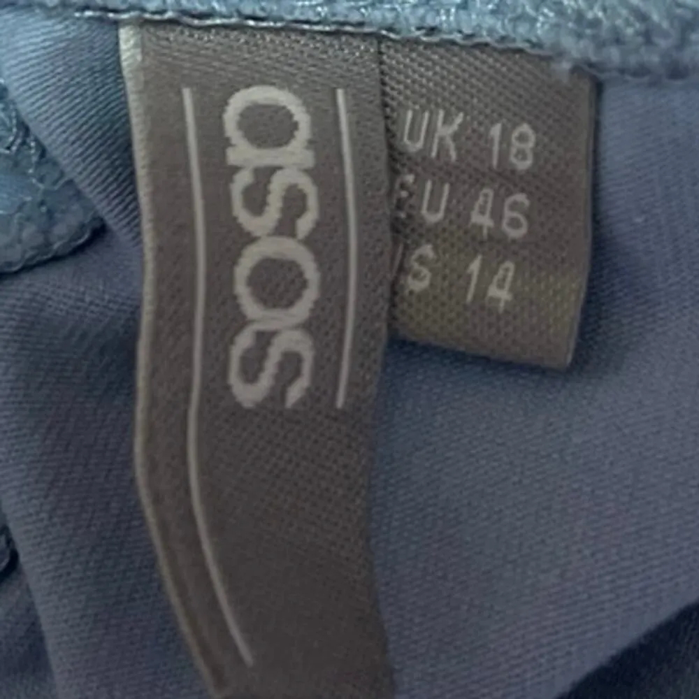 ASOS Women's Blue Ruffle Sleeveless Strapless Mini Sheath Tube Tank Dress Sz 14 - Image 4