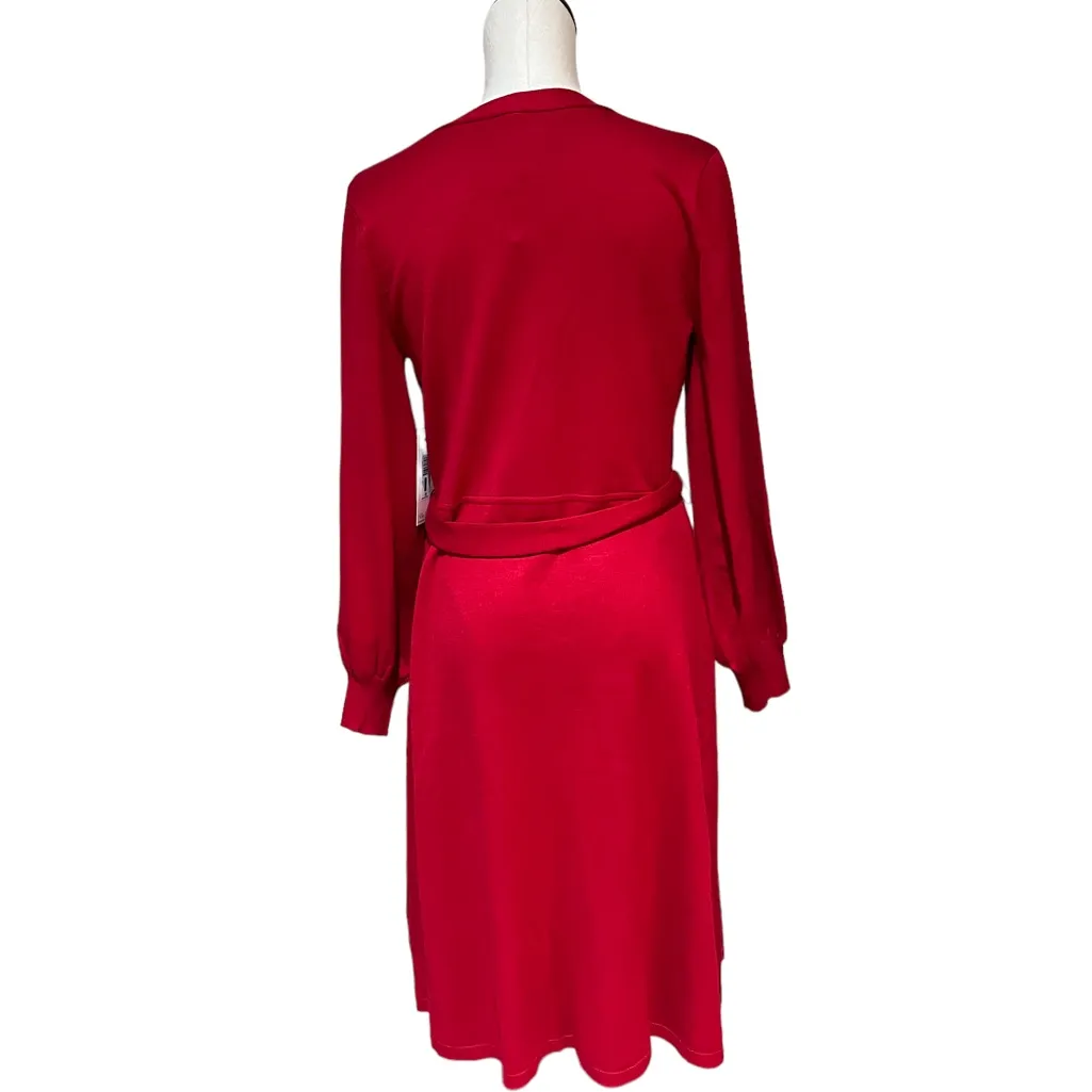NWT ELIZA J BUTTON FRONT BELTED SWEATER DRESS Red X Large - Image 5