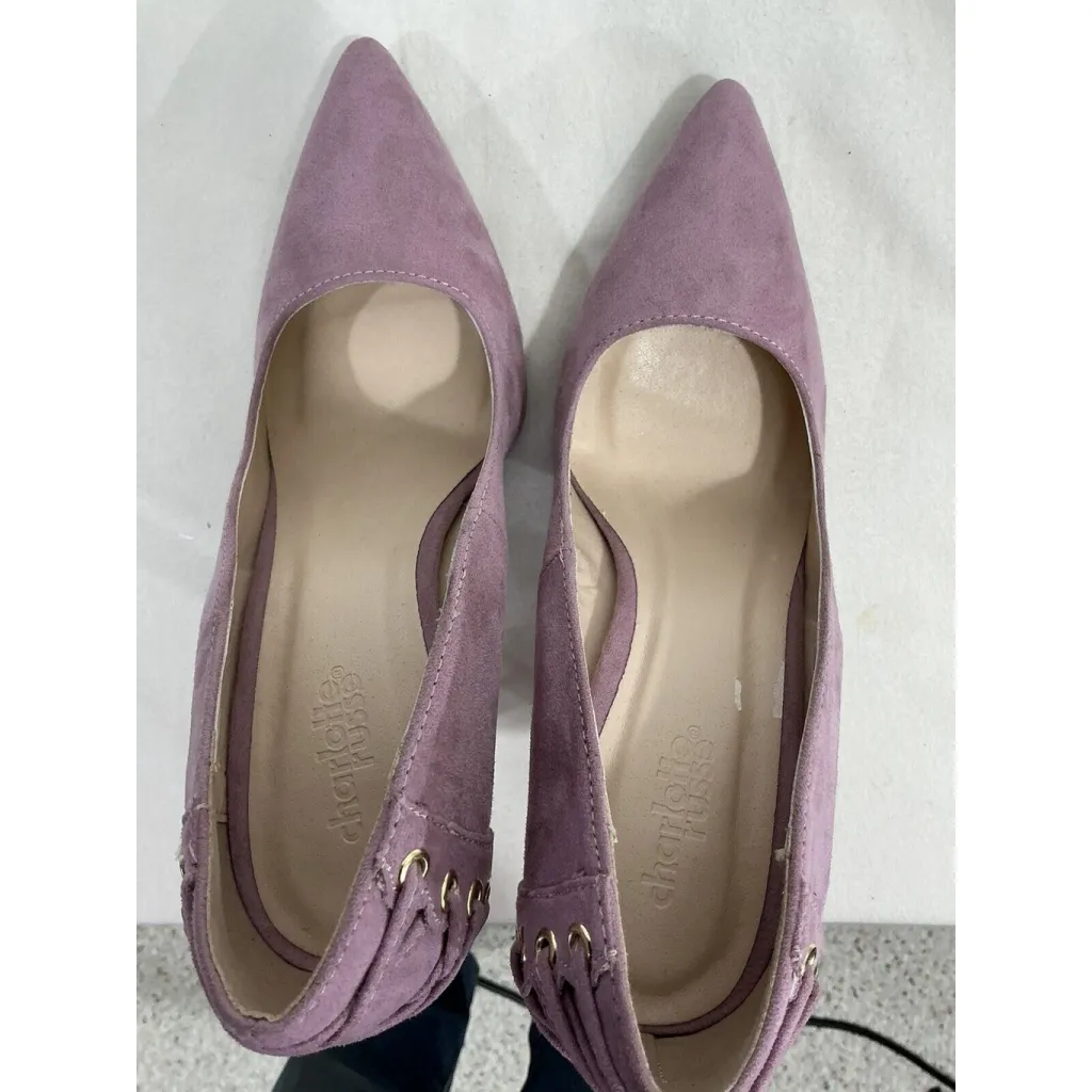 Womans Charlotte Russe Pink Faux Suede Slip On High Heel Pump Size 7 - Image 6