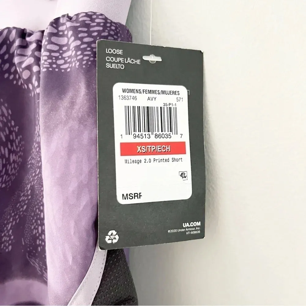 NWT Under Armour HeatGear Women UA Mileage 2.0 Purple Loose Shorts Size XS - Image 4