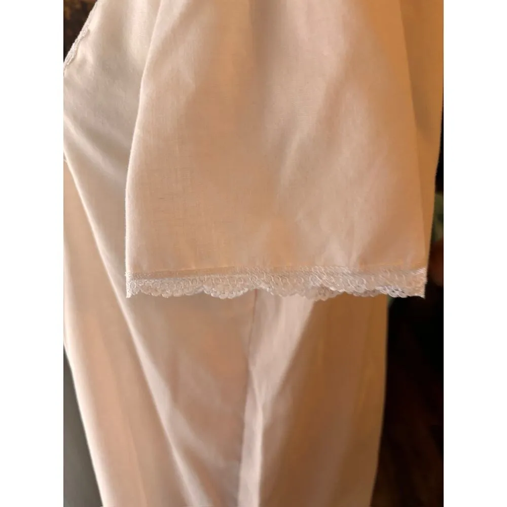 Vintage Pink Barbizon Pajama COTTON Embroidered Medium USA Light Lace Floral - Image 5