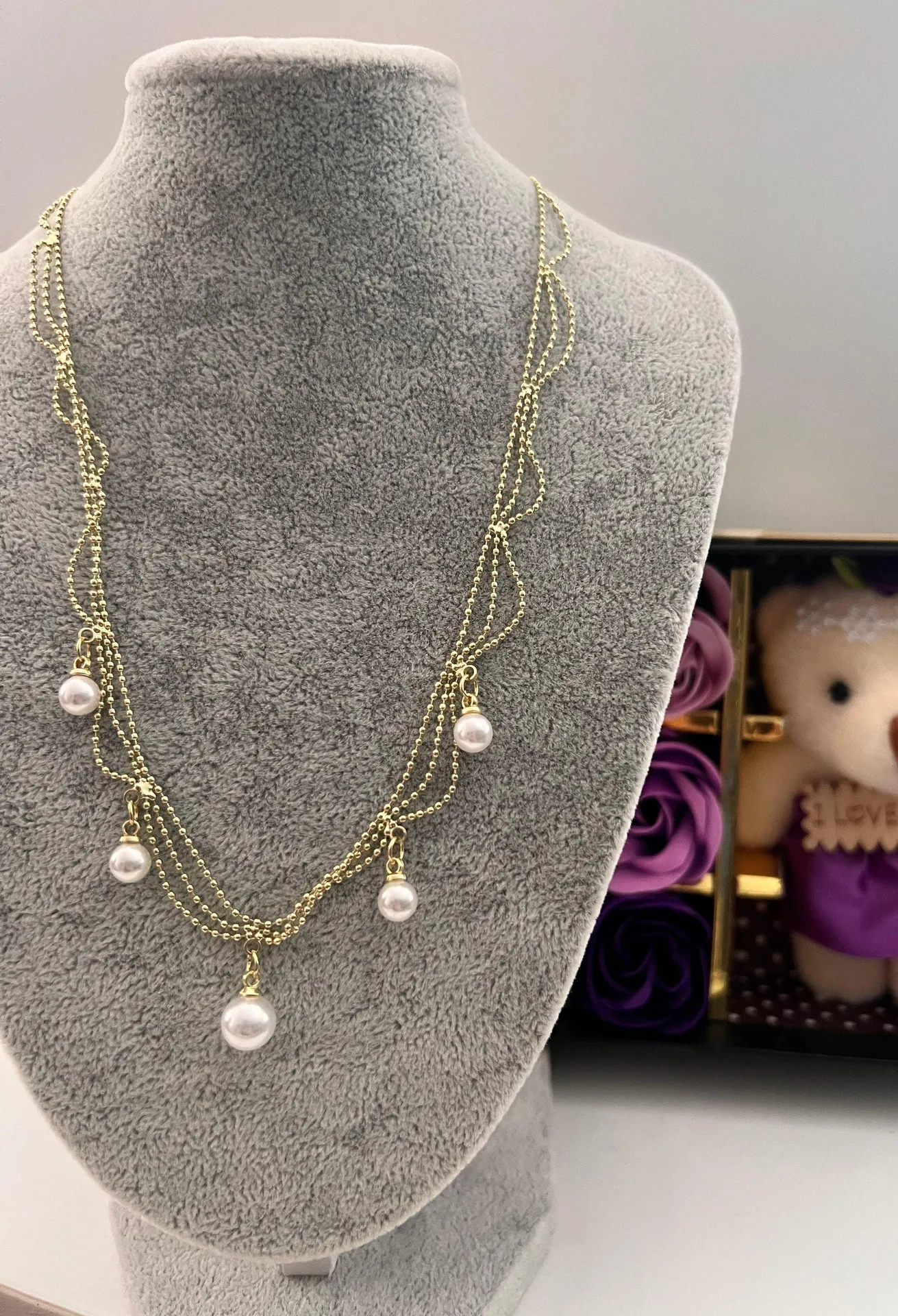 Vintage fashion Gold Plated Pearl Necklace - Image 2