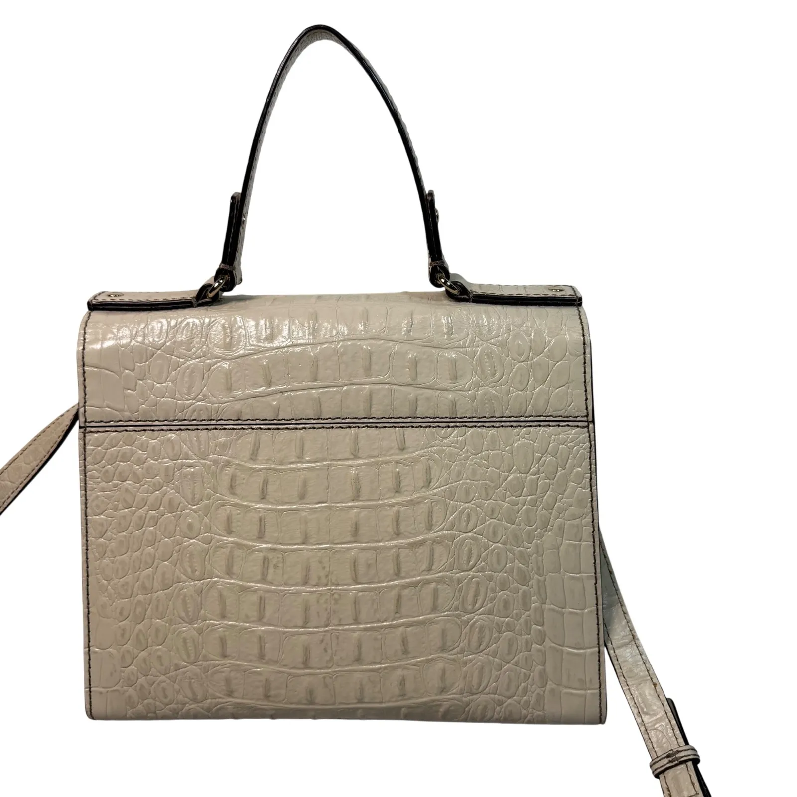 Kate Spade Doris Crocodile Embossed Leather Top Handle Crossbody Bag Ivory Gold - Image 4